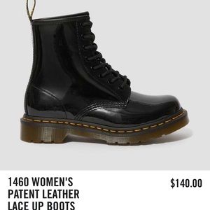 1460 woman’s patent bb leather lace up boots